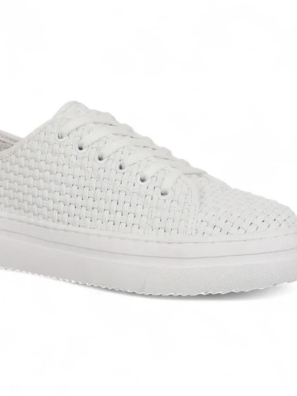 On 34th Women's Lusille Woven Lace-up Sneakers, Created for Macy's - White